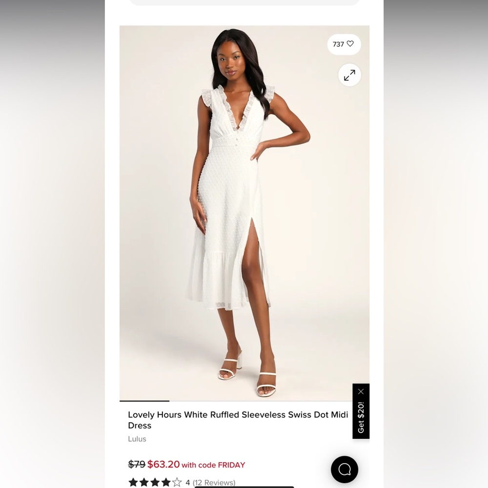 Lulu's Lovely Hours White Ruffled Sleeveless Swiss Dot Midi Dress